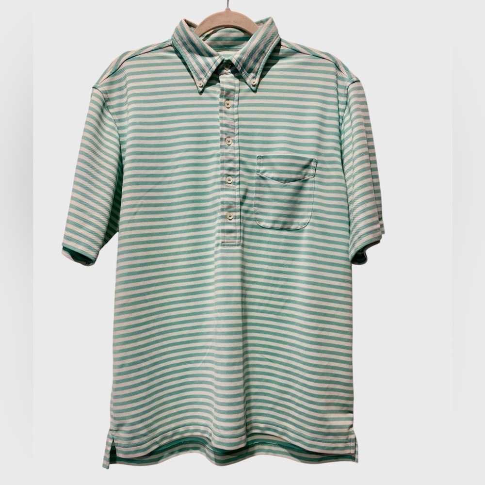 Donald Ross Mint Green & White Striped Golf Polo Shirt Men’s M